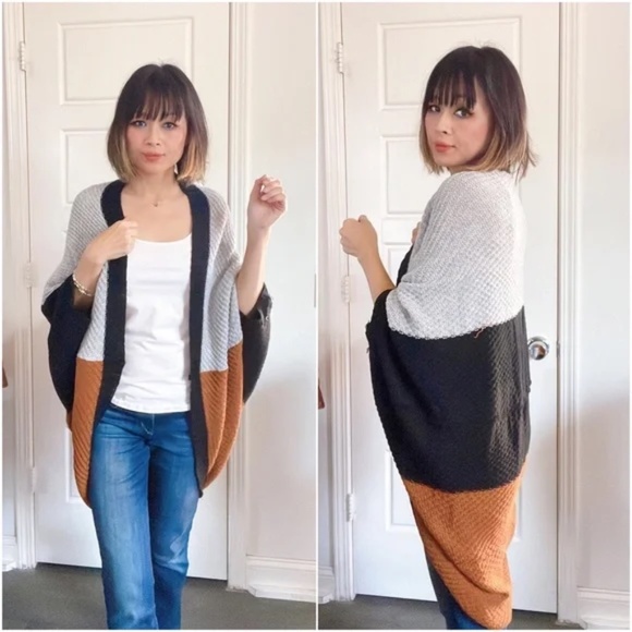 020 Cozy ColorBlock Batwing Oversized Cardigan - Picture 5 of 5